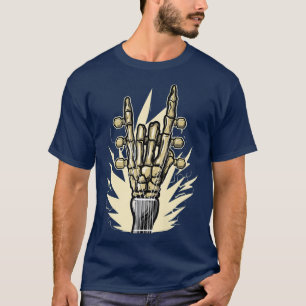 Camiseta Skeleton Metal Guitarista Guitarra Rock And Roll