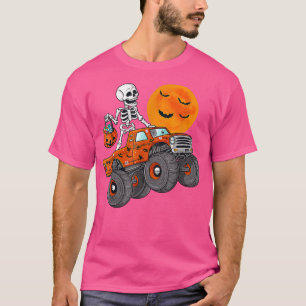 Camiseta Skeleton Monster Truck Dia de as Bruxas engraçado