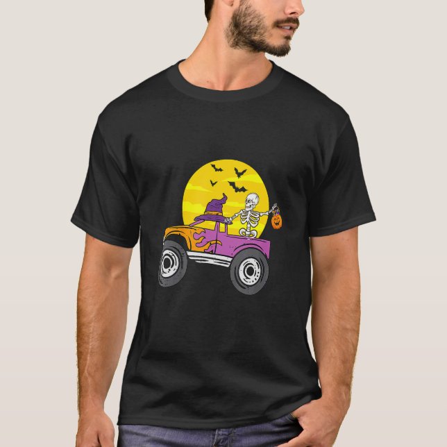 Camiseta Skeleton Monster Truck Moon Candy Toddler Boys Hal (Frente)