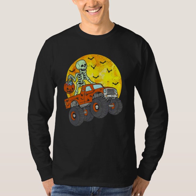 Camiseta Skeleton Monster Truck Moon Candy Toddler Boys Hal (Frente)