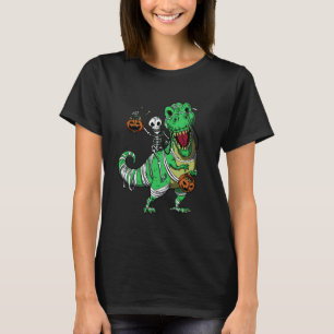 Camiseta Skeleton montando em T Rex Dinossaur Boys Hallowee