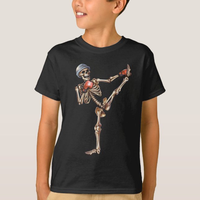 Camiseta Skeleton Muay Thai Halloween Briga MMA (Frente)