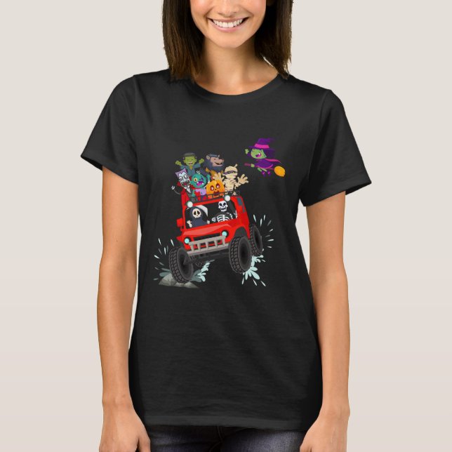 Camiseta Skeleton Mummy Vampire Zombie Caminhão Monstro (Frente)