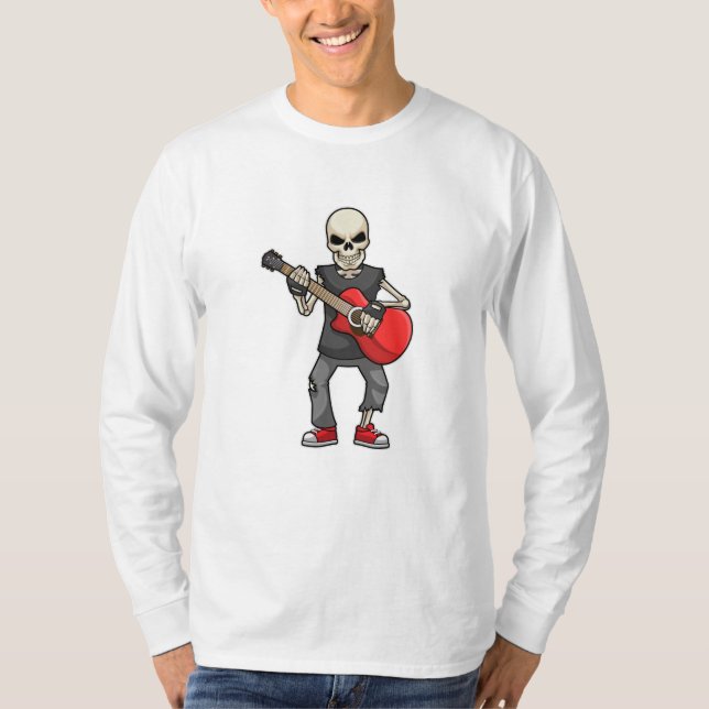 Camiseta Skeleton na Música com Violão (Frente)