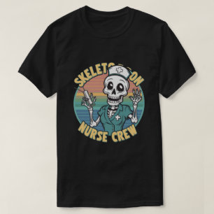 Camiseta Skeleton Nurss Crew Perfect para o Halloween