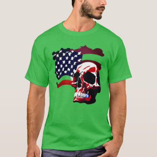 Camiseta Skeleton Patriótico USA 4 de julho Americano