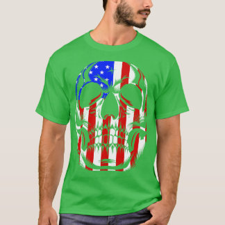 Camiseta Skeleton Patriótico USA 4 de julho Americano