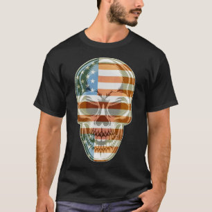 Camiseta Skeleton Patriótico USA 4 de julho Americano