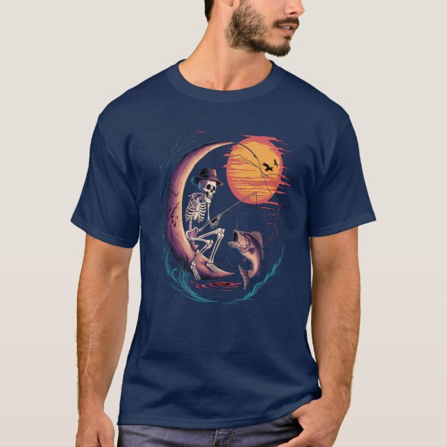 Camiseta Skeleton pescador Halloween (Frente)