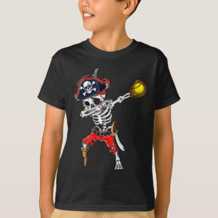 Camiseta Skeleton Pirate &amp; Softball Ball Halloween Cust
