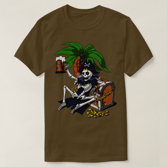 Camiseta Skeleton Pirate Beer Party (Frente do Design)