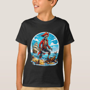 Camiseta Skeleton Pirate Tee Skull Halloween Skeleton Pirat