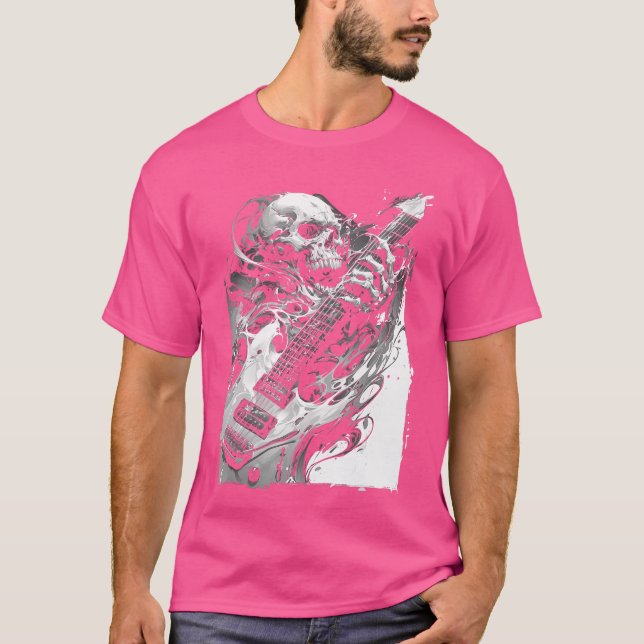 Camiseta Skeleton playing guitar Rock Shredding Guitar 1 1  (Frente)