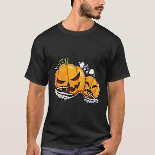 Camiseta Skeleton Pumpkin Bra Dia de as Bruxas engraçado