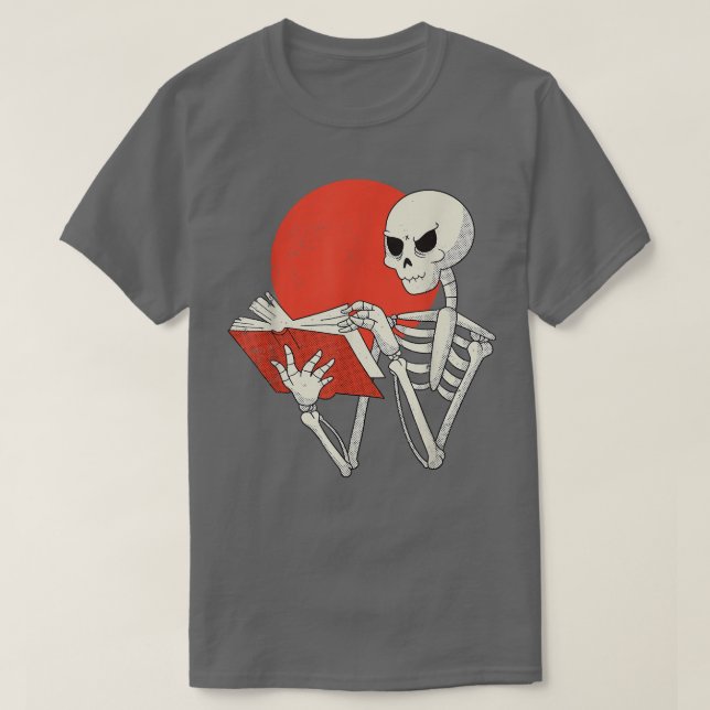 Camiseta Skeleton Reading Book Sunset Lover Reading Club Li (Frente do Design)