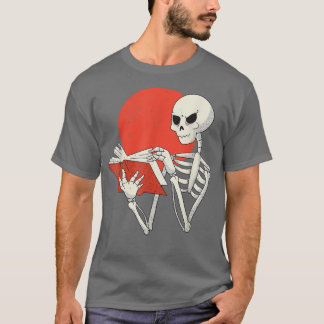 Camiseta Skeleton Reading Book Sunset Lover Reading Club Li