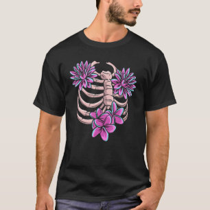 Camiseta Skeleton Rib Cage Floral X Ray Halloween Figurume 