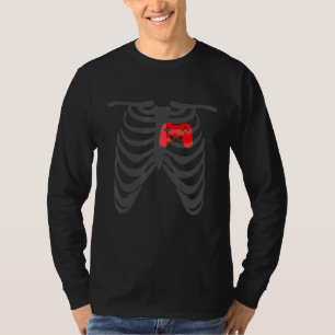 Camiseta Skeleton Rib Cage Gamepad Cristo Legal para jogos