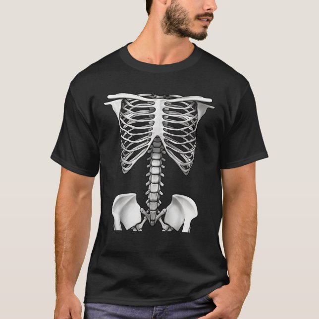 Camiseta Skeleton Rib Cage Halloween Costume Gifts For Men  (Frente)