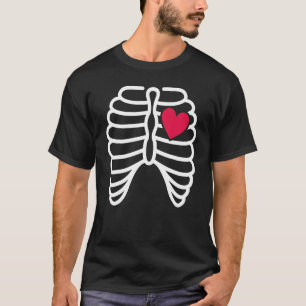 Camiseta Skeleton Rib Cage Heart X Ray Adultos Crianças Hal