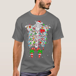 Camiseta Skeleton Rib Cage XRay Anúncio de Gravidez Xmas