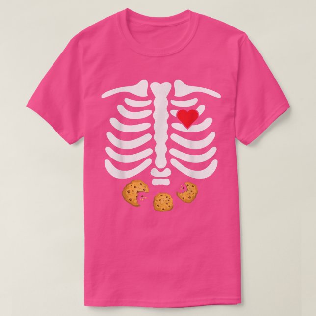Camiseta Skeleton Ribes Comida Lixo Cookies Engraçado Hallo (Frente do Design)