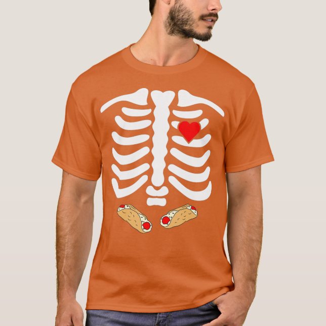Camiseta Skeleton Ribes Lixo Comida Lixo Cannoli Engraçado (Frente)