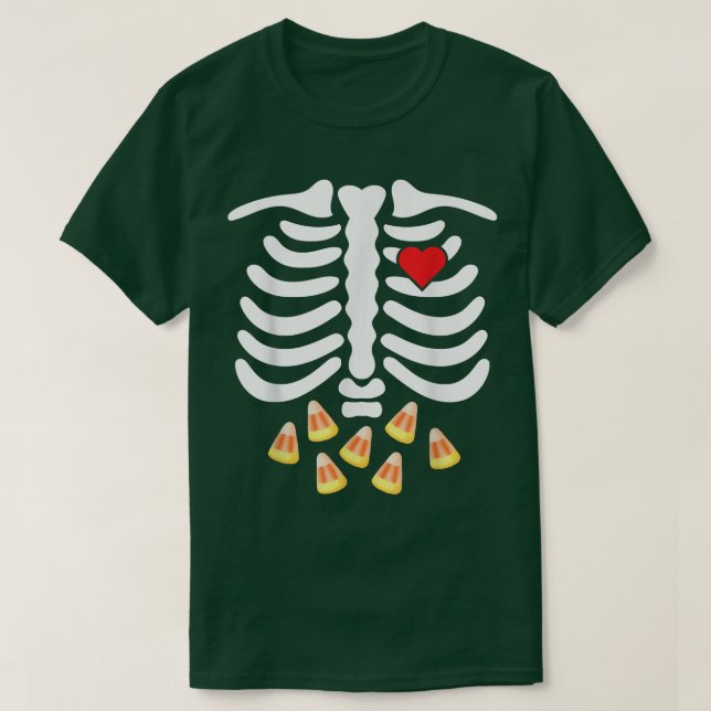 Camiseta Skeleton Ribs Junk Food Belly Candy Corn  Funny Ha (Frente do Design)