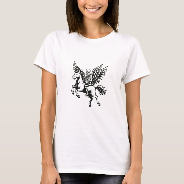 Camiseta Skeleton Rider on Winged Horse T-Shirt (Frente)