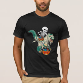 Camiseta Skeleton Riding Dinossaur Mummy Pumpkin Halloween
