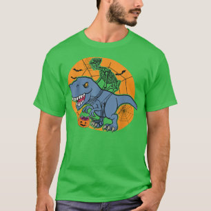 Camiseta Skeleton Riding Dinossaur T re Halloween Engraçado