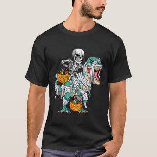 Camiseta Skeleton Riding Dinossaur T Rex Divorciando Crianç