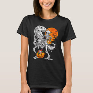 Camiseta Skeleton Riding Fossil Dinossaur rex Halloween Boy