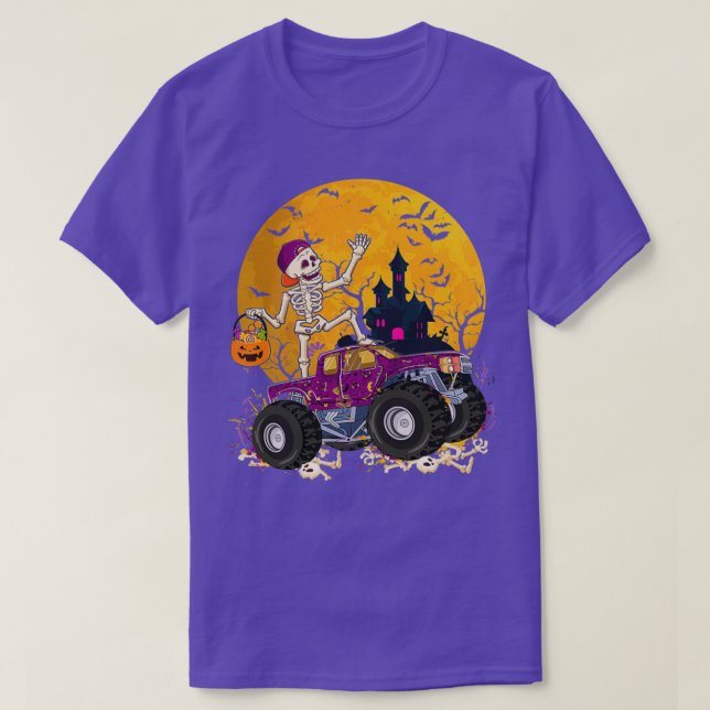 Camiseta Skeleton Riding Monster Truck 2 (Frente do Design)