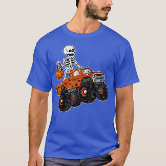 Camiseta Skeleton Riding Monster Truck preguiçoso Halloween