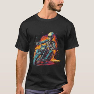 Camiseta Skeleton Riding Motorcycle Halloween Figurume Bike