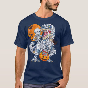 Camiseta Skeleton Riding Mummy Dinosaur Pum