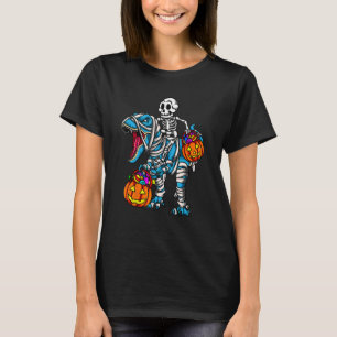 Camiseta Skeleton Riding Mummy Dinosaur rex Halloween Kids
