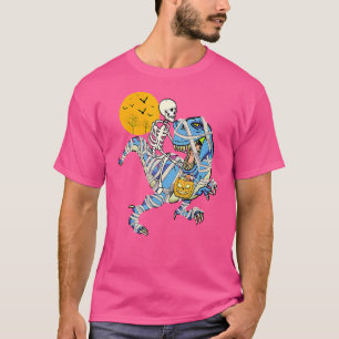 Camiseta Skeleton Riding Mummy Dinosaur rex Para Meninos H