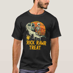 Camiseta Skeleton Riding Mummy Dinosaur T rex Halloween