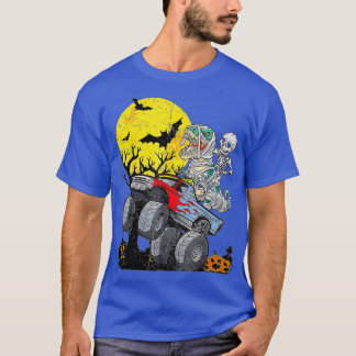 Camiseta Skeleton Riding Mummy Dinosaur T Rex Halloween