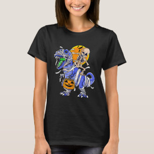 Camiseta Skeleton Riding Mummy Dinosaur T rex Halloween