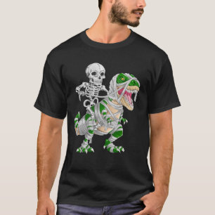 Camiseta Skeleton Riding Mummy Dinosaur T rex Halloween