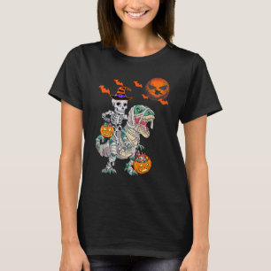 Camiseta Skeleton Riding Mummy Dinosaur T rex Halloween