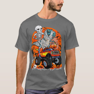 Camiseta Skeleton Riding Mummy Dinosaur T rex Halloween