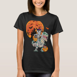 Camiseta Skeleton Riding Mummy Dinosaur T rex Halloween
