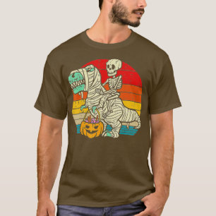 Camiseta Skeleton Riding Mummy Dinosaur T rex Halloween