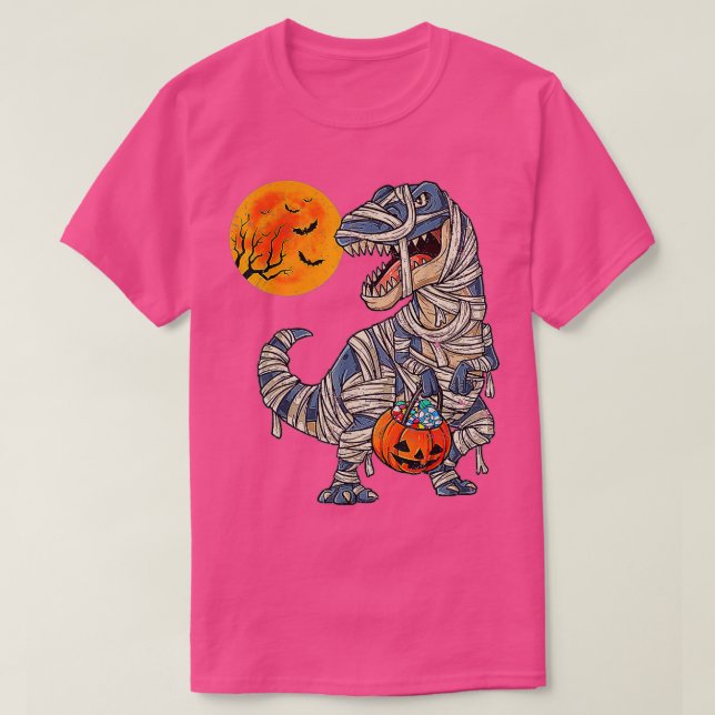 Camiseta Skeleton Riding Mummy Dinosaur T rex Halloween (Frente do Design)