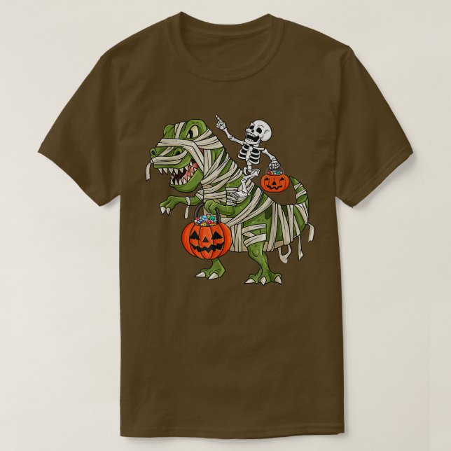 Camiseta Skeleton Riding Mummy T Re Halloween Boys Girls Ki (Frente do Design)