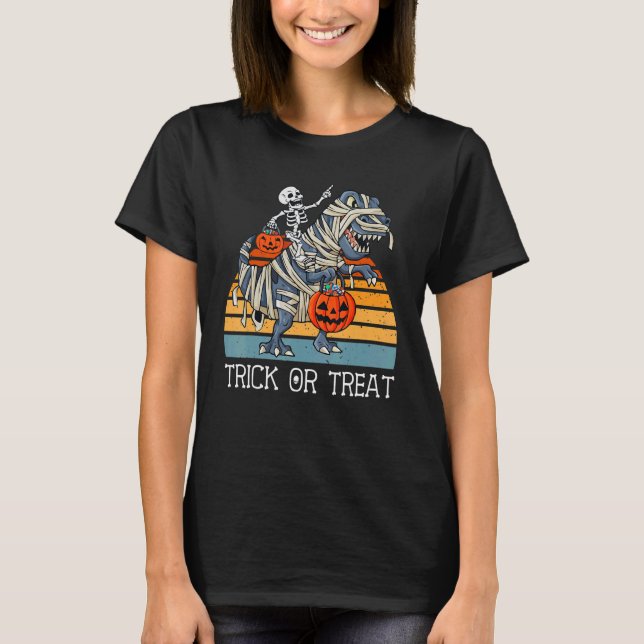 Camiseta Skeleton Riding Trick ou Treine Kids Love Dinos (Frente)